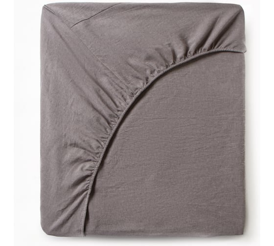 Простыня Этель Denim 160*200*25 см, цв.серый, жатый хлопок, 140 гр/м2, 100% хлопок 10836423