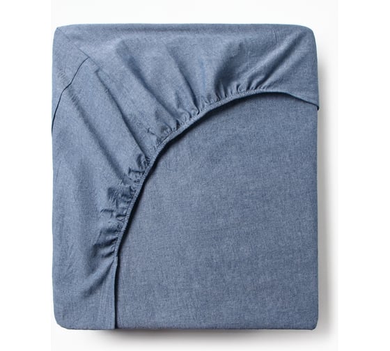 Простыня Этель Denim 160*200*25 см, цв.синий, жатый хлопок, 140 гр/м2, 100% хлопок 10836422