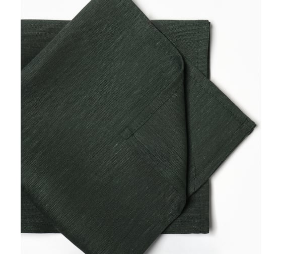 Набор салфеток Этель с декоративными кольцами, Green 40x40 см - 4 шт, 100% лён 10836228