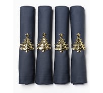 Набор салфеток Этель с декоративными кольцами Сказочная ёлка 40x40 см - 4 шт, 100% хлопок 10836258