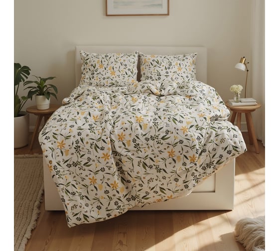 Комплект постельного белья LoveLife евро, Полевые цветы, 200*217 см, 220*240 см, 50*70 см 2 шт, микрофайбер, 100% п/э 10797875
