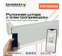 Рулонная штора DAUERHAFT с электроприводом 1.1x2 м и пультом ДУ Zigbee Блэкаут серый мотор справа РШДРбс-1100