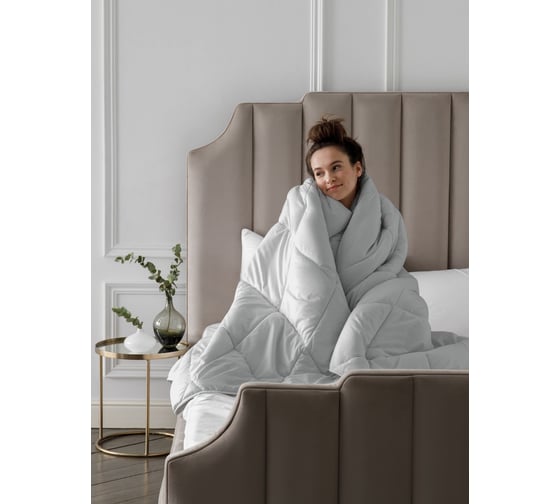 Теплое одеяло Guten Morgen холлофайбер, микрофибра, Softt, серый, 200x220 см ОТСфт-Сер-200-220