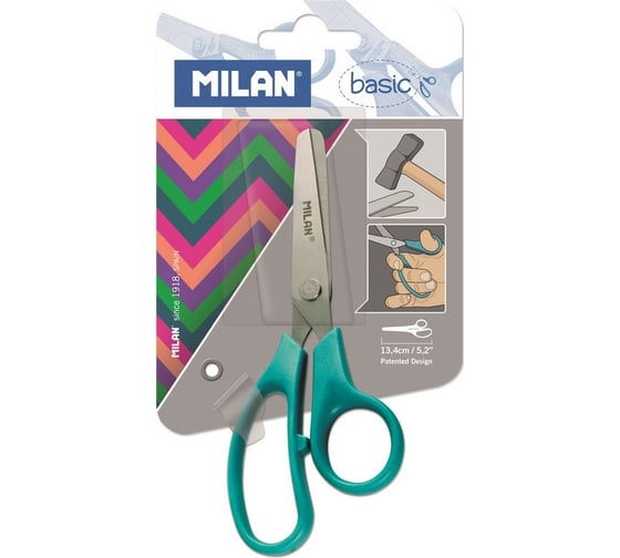 Детские ножницы 12 шт в упаковке Milan Basic 13.3 см цвет зелёный BWM10039 1032932