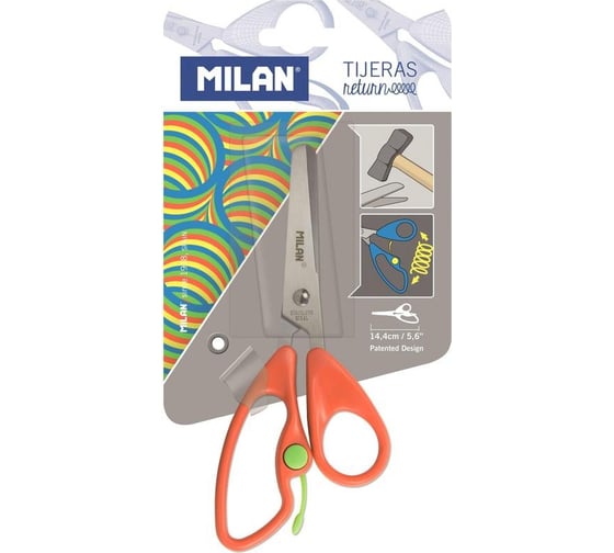 Детские ножницы 12 шт в упаковке Milan Return с фиксатором цвет красный BWM10019 1032930