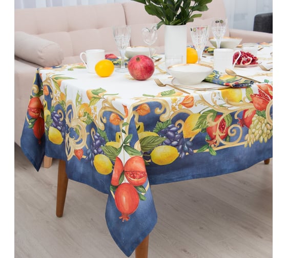 Скатерть Этель Southern fruits 149x182 +/-2 см с ГМВО, 100% хлопок, саржа 190 г/кв.м 7587285