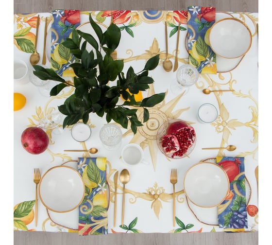 Скатерть Этель Southern fruits 149x182 +/-2 см с ГМВО, 100% хлопок, саржа 190 г/кв.м 7587285
