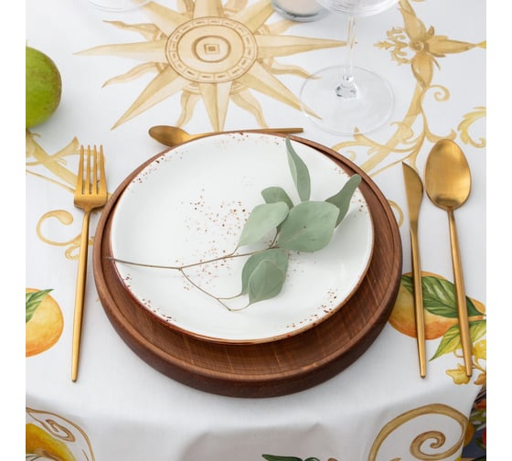 Скатерть Этель Southern fruits диаметр 215 см, 100% хлопок, саржа 190 г/кв.м 7587304