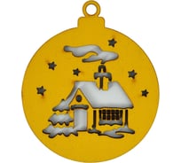 Набор деревянных новогодних елочных украшений МУЛЬТИДОМ (94 мм х 80 мм), набор 6 шт НГ-12.3