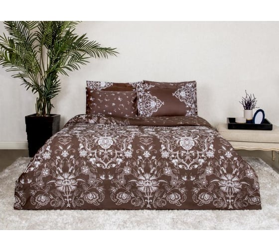 Комплект постельного белья TAC SATIN DELUX,евро, PONDA, коричневый 4245-07199 1