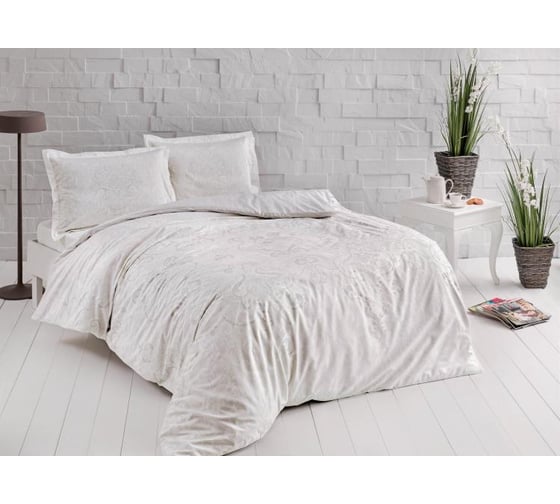Комплект постельного белья TAC SATEN 1.5 спальное, CASTILLO, кремовый 3255-89751