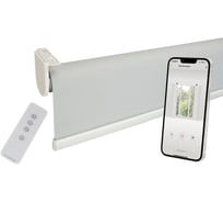 Рулонная штора с электроприводом DAUERHAFT 2х2 м, и пультом ДУ, Dauerhaft Zigbee, Димаут, серый (мотор слева) РШДРДс-2000-л