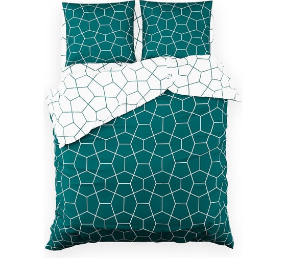 Комплект постельного белья Этель 1.5 спальный, Emerald hexagon 143*215 см, 150*214 см, 70*70 см 2 шт, бязь 125 г/м2, хлопок 10706948 1