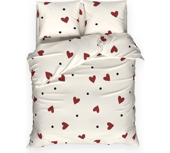 Комплект постельного белья Этель 2 спальный, First love 175*215 см, 200*220 см, 70*70 см 2 шт, бязь 125 г/м2, хлопок 100% 10706939