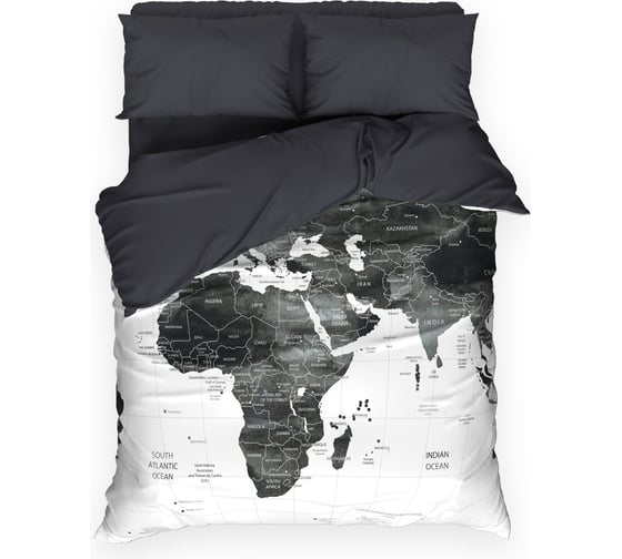 Комплект постельного белья Этель 1.5 спальный, Geography 143*215 см, 150*214 см, 50*70 см 2 шт, поплин 125 г/м2, хлопок 100% 10706915