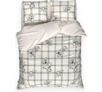 Комплект постельного белья Этель евро, Ink flowers 200*217 см, 220*240 см, 70*70 см 2 шт, бязь 125 г/м2, хлопок 100% 10706945