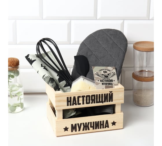 Набор подарочный Этель Сooking, полотенце, варежка-прихватка, кухонная лопатка, венчик, губка 10838741