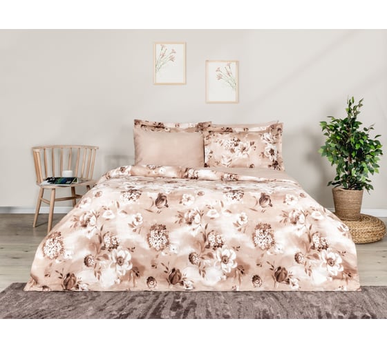 Комплект постельного белья TAC SATIN DELUX евро, VESTA, бежевый 4245-07204 1