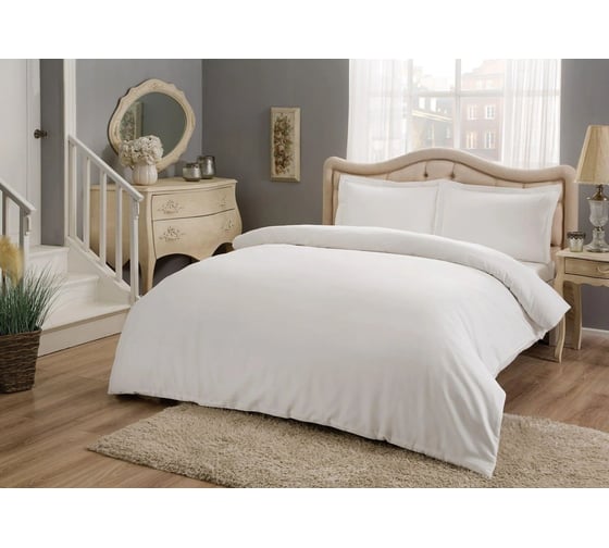 Комплект постельного белья TAC SATEN COLOR DREAMS евро, BEYAZ, белый 4632-09090 1