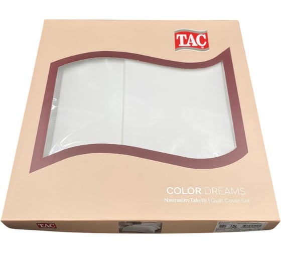 Комплект постельного белья TAC SATEN COLOR DREAMS евро, BEYAZ, белый 4632-09090