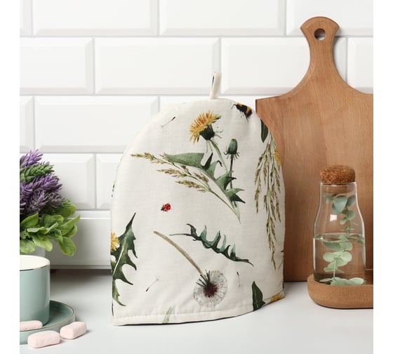 Грелка на чайник Этель Одуванчики 28x28 см, 100% хл, саржа 178 г/м2 10805069