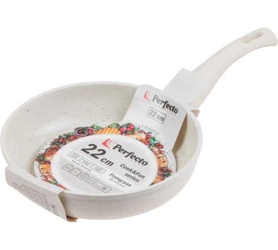 Сковорода PERFECTO LINEA Cook&Fun 22x5.3 см, алюминиевая, антипригарное покрытие, бежевая 55-220101