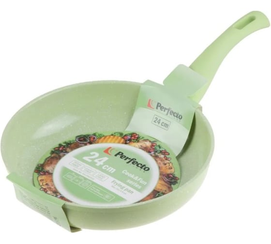 Сковорода PERFECTO LINEA Cook&Fun 24x5.5 см, алюминиевая, антипригарное покрытие, зеленая 55-240202
