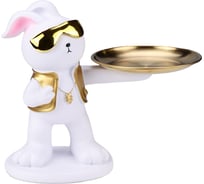 Интерьерный сувенир Миленд Стильный зайка золотистый, d 24 x 11 cm, h 13 см 071067