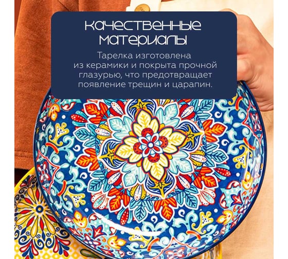 Тарелка Homium Kitchen, Multi, Восток, диаметр 18 см, синий vostok01