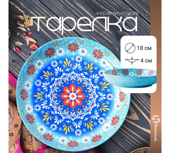Тарелка Homium Kitchen, Multi, Восток, диаметр 18 см, голубой vostok03