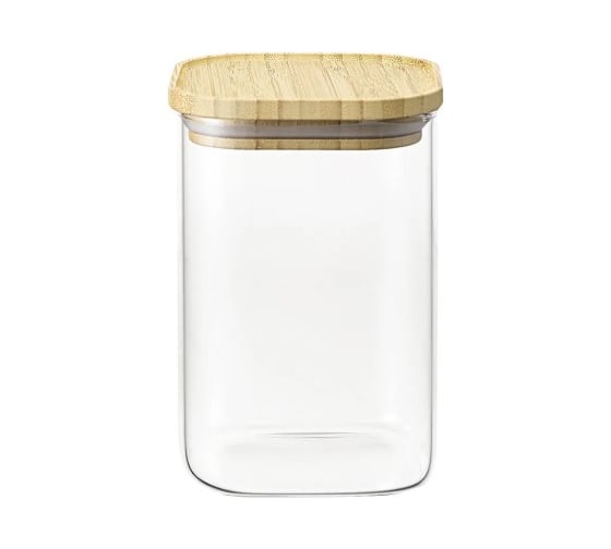 Банка для хранения Smart Solutions квадратная Glass Bamboo, 1.1 л SS0000160