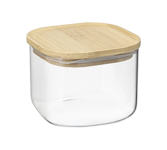 Банка для хранения Smart Solutions квадратная Glass Bamboo, 1 л SS0000164