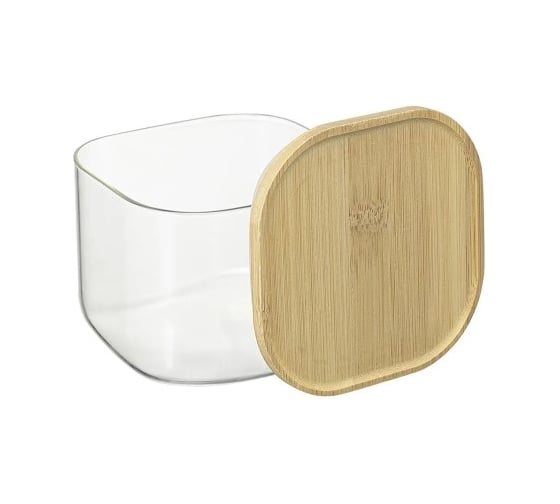 Банка для хранения Smart Solutions квадратная Glass Bamboo, 1 л SS0000164