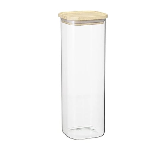 Банка для хранения Smart Solutions квадратная Glass Bamboo, 2.2 л SS0000163