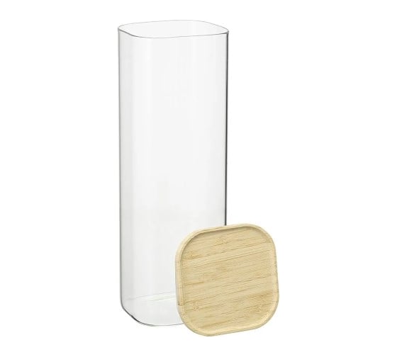 Банка для хранения Smart Solutions квадратная Glass Bamboo, 2.2 л SS0000163