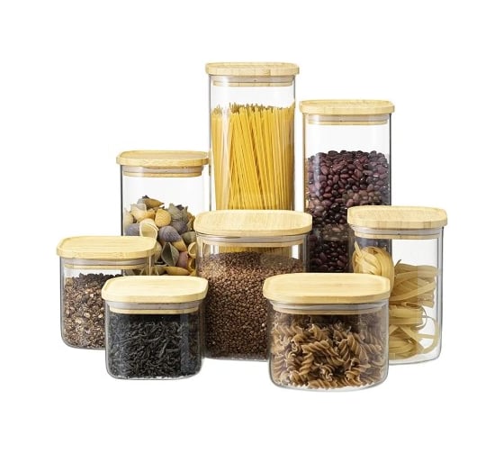 Банка для хранения Smart Solutions квадратная Glass Bamboo, 2.2 л SS0000163