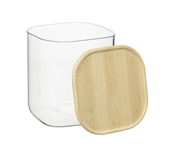 Банка для хранения Smart Solutions квадратная Glass Bamboo, 1.5 л SS0000165