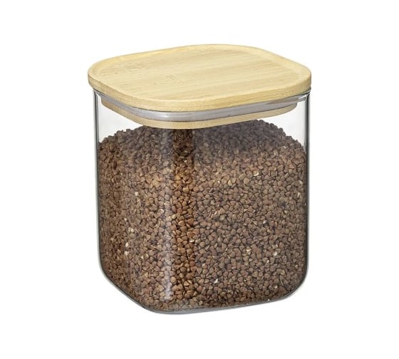 Банка для хранения Smart Solutions квадратная Glass Bamboo, 1.5 л SS0000165