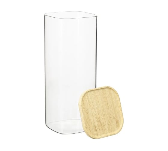 Банка для хранения Smart Solutions квадратная Glass Bamboo, 1.9 л SS0000162