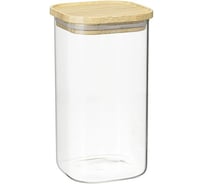 Банка для хранения Smart Solutions квадратная Glass Bamboo, 1.4 л SS0000161