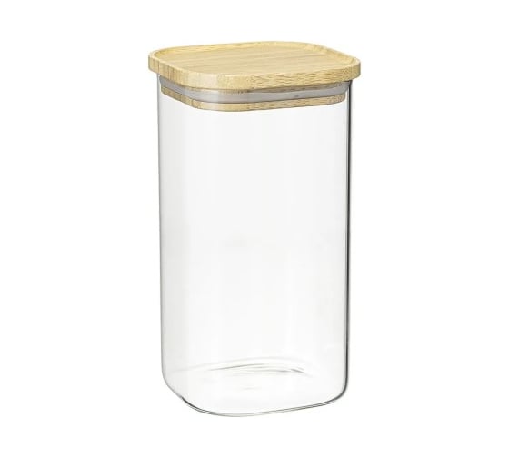 Банка для хранения Smart Solutions квадратная Glass Bamboo, 1.4 л SS0000161