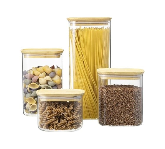Банка для хранения Smart Solutions прямоугольная Glass Bamboo, 2 л SS0000169