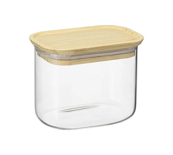 Банка для хранения Smart Solutions прямоугольная Glass Bamboo, 0.6 л SS0000166