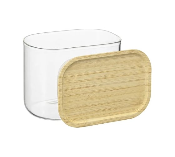 Банка для хранения Smart Solutions прямоугольная Glass Bamboo, 0.6 л SS0000166