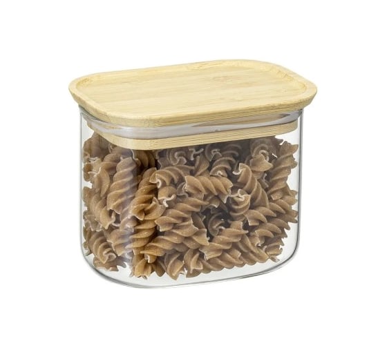 Банка для хранения Smart Solutions прямоугольная Glass Bamboo, 0.6 л SS0000166