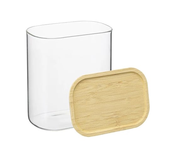 Банка для хранения Smart Solutions прямоугольная Glass Bamboo, 0.950 л SS0000167