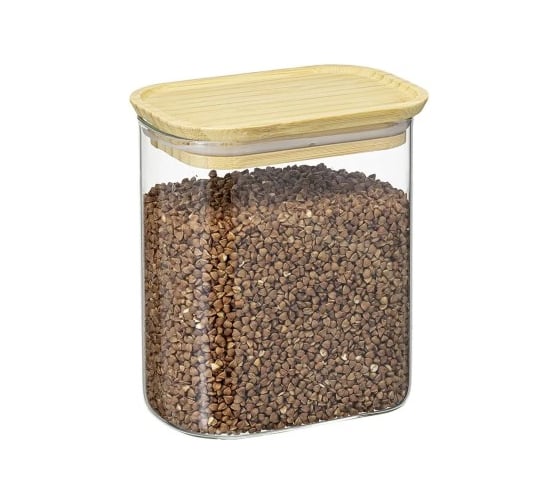 Банка для хранения Smart Solutions прямоугольная Glass Bamboo, 0.950 л SS0000167