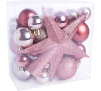 Набор новогодних украшений B&H Звезда на верхушку ёлки и шары, розовый, серебро, 30 шт. BH2500