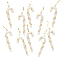 Набор подвесок B&H Рождественская трость, золото, белый, 10 шт. BH2627-WG