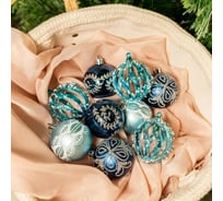 Набор шаров B&H Зимние узоры, синий, 9 шт. BH1924-BL